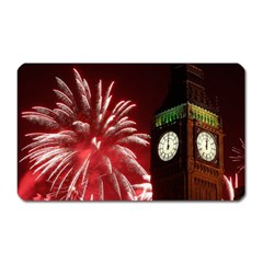 Fireworks Explode Behind The Houses Of Parliament And Big Ben On The River Thames During New Year’s Magnet (rectangular) by Sapixe