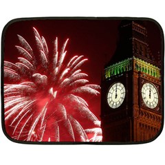 Fireworks Explode Behind The Houses Of Parliament And Big Ben On The River Thames During New Year’s Fleece Blanket (mini) by Sapixe