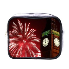 Fireworks Explode Behind The Houses Of Parliament And Big Ben On The River Thames During New Year’s Mini Toiletries Bags by Sapixe