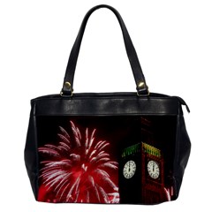 Fireworks Explode Behind The Houses Of Parliament And Big Ben On The River Thames During New Year’s Office Handbags by Sapixe