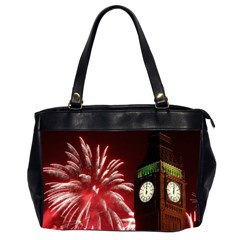 Fireworks Explode Behind The Houses Of Parliament And Big Ben On The River Thames During New Year’s Office Handbags (2 Sides)  by Sapixe