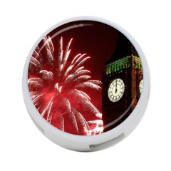 Fireworks Explode Behind The Houses Of Parliament And Big Ben On The River Thames During New Year’s 4-port Usb Hub (two Sides)  by Sapixe