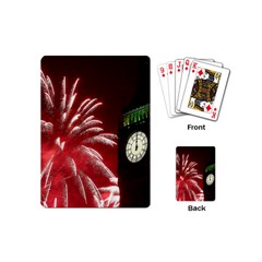 Fireworks Explode Behind The Houses Of Parliament And Big Ben On The River Thames During New Year’s Playing Cards (mini)  by Sapixe