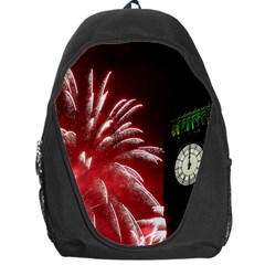 Fireworks Explode Behind The Houses Of Parliament And Big Ben On The River Thames During New Year’s Backpack Bag by Sapixe