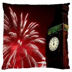 Fireworks Explode Behind The Houses Of Parliament And Big Ben On The River Thames During New Year’s Standard Flano Cushion Case (two Sides) by Sapixe