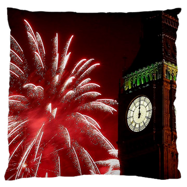 Fireworks Explode Behind The Houses Of Parliament And Big Ben On The River Thames During New Year’s Standard Flano Cushion Case (Two Sides)