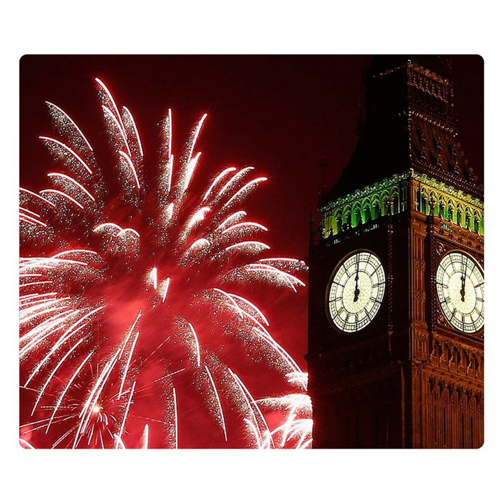 Fireworks Explode Behind The Houses Of Parliament And Big Ben On The River Thames During New Year’s Double Sided Flano Blanket (Small) 