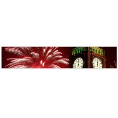 Fireworks Explode Behind The Houses Of Parliament And Big Ben On The River Thames During New Year’s Large Flano Scarf  by Sapixe