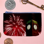 Fireworks Explode Behind The Houses Of Parliament And Big Ben On The River Thames During New Year’s Large Coin Purse Front