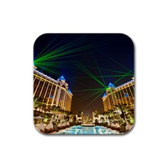 Galaxy Hotel Macau Cotai Laser Beams At Night Rubber Square Coaster (4 Pack)  by Sapixe