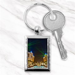 Galaxy Hotel Macau Cotai Laser Beams At Night Key Chains (rectangle)  by Sapixe