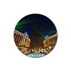 Galaxy Hotel Macau Cotai Laser Beams At Night Rubber Round Coaster (4 Pack)  by Sapixe