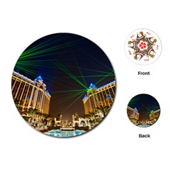 Galaxy Hotel Macau Cotai Laser Beams At Night Playing Cards (round)  by Sapixe