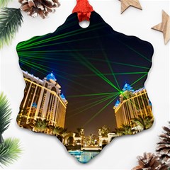 Galaxy Hotel Macau Cotai Laser Beams At Night Ornament (snowflake) by Sapixe