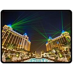 Galaxy Hotel Macau Cotai Laser Beams At Night Double Sided Fleece Blanket (large)  by Sapixe