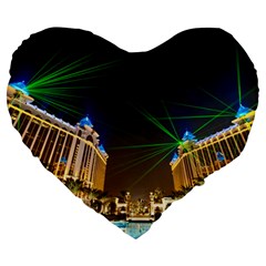 Galaxy Hotel Macau Cotai Laser Beams At Night Large 19  Premium Flano Heart Shape Cushions by Sapixe