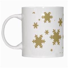 Gold Snow Flakes Snow Flake Pattern White Mugs