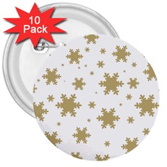 Gold Snow Flakes Snow Flake Pattern 3  Buttons (10 Pack)  by Sapixe