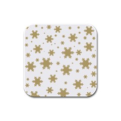 Gold Snow Flakes Snow Flake Pattern Rubber Square Coaster (4 Pack)  by Sapixe