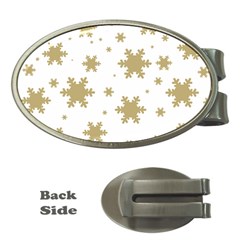 Gold Snow Flakes Snow Flake Pattern Money Clips (oval)  by Sapixe