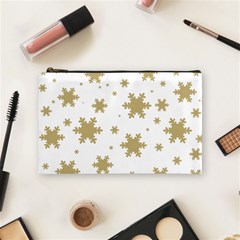 Gold Snow Flakes Snow Flake Pattern Cosmetic Bag (medium)  by Sapixe