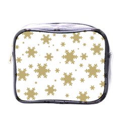 Gold Snow Flakes Snow Flake Pattern Mini Toiletries Bags by Sapixe