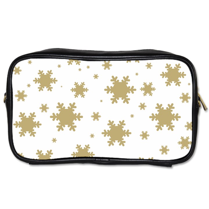 Gold Snow Flakes Snow Flake Pattern Toiletries Bags 2-Side