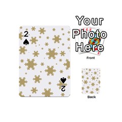 Gold Snow Flakes Snow Flake Pattern Playing Cards 54 (mini)  by Sapixe