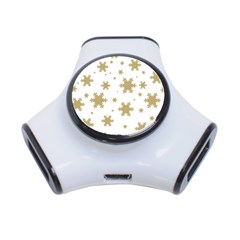 Gold Snow Flakes Snow Flake Pattern 3-port Usb Hub by Sapixe