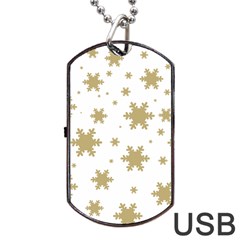 Gold Snow Flakes Snow Flake Pattern Dog Tag Usb Flash (one Side) by Sapixe