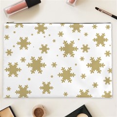 Gold Snow Flakes Snow Flake Pattern Cosmetic Bag (xxl)  by Sapixe