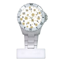 Gold Snow Flakes Snow Flake Pattern Plastic Nurses Watch by Sapixe