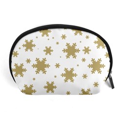 Gold Snow Flakes Snow Flake Pattern Accessory Pouches (large)  by Sapixe