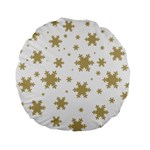 Gold Snow Flakes Snow Flake Pattern Standard 15  Premium Flano Round Cushions Back