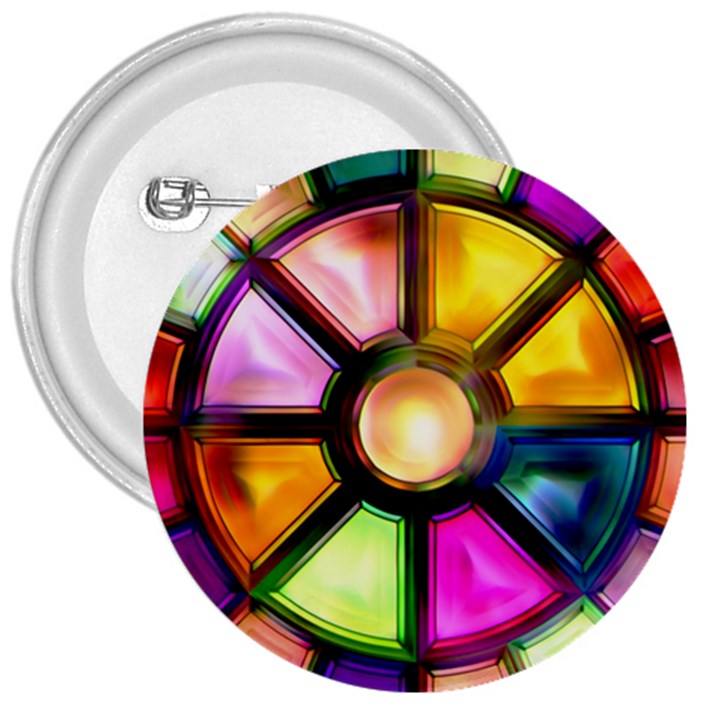 Glass Colorful Stained Glass 3  Buttons