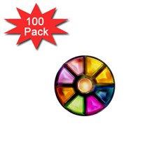 Glass Colorful Stained Glass 1  Mini Magnets (100 Pack)  by Sapixe