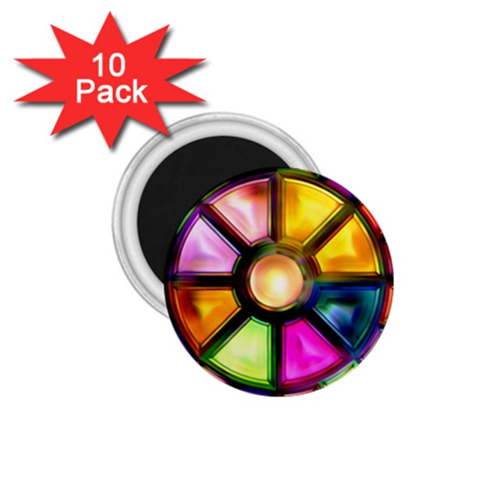 Glass Colorful Stained Glass 1.75  Magnets (10 pack) 