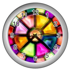 Glass Colorful Stained Glass Wall Clocks (silver) 