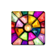 Glass Colorful Stained Glass Square Magnet by Sapixe