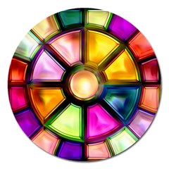 Glass Colorful Stained Glass Magnet 5  (round) by Sapixe