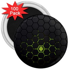 Green Android Honeycomb Gree 3  Magnets (100 Pack) by Sapixe