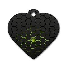 Green Android Honeycomb Gree Dog Tag Heart (two Sides) by Sapixe