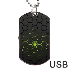 Green Android Honeycomb Gree Dog Tag Usb Flash (one Side) by Sapixe