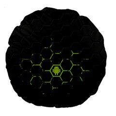 Green Android Honeycomb Gree Large 18  Premium Round Cushions by Sapixe