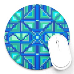 Grid Geometric Pattern Colorful Round Mousepads by Sapixe