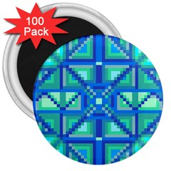 Grid Geometric Pattern Colorful 3  Magnets (100 Pack) by Sapixe