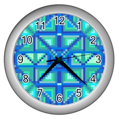 Grid Geometric Pattern Colorful Wall Clocks (silver) 