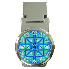 Grid Geometric Pattern Colorful Money Clip Watches by Sapixe