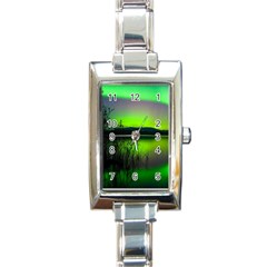 Green Northern Lights Canada Rectangle Italian Charm Watch by Sapixe