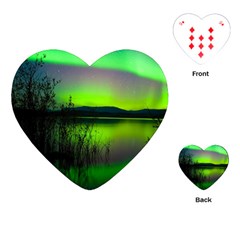 Green Northern Lights Canada Playing Cards (heart)  by Sapixe